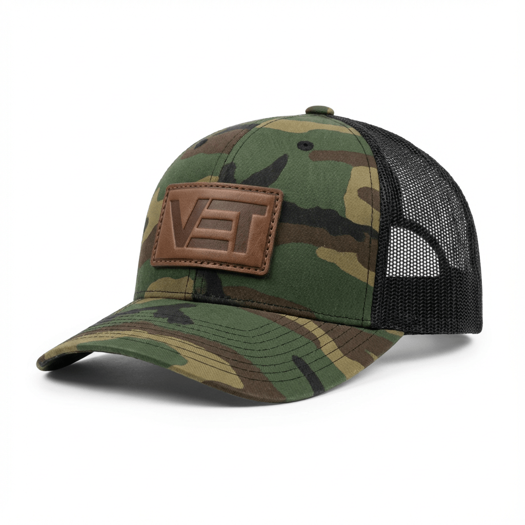 Green/Black Camo VET Trucker Cap - For All Vets Gear