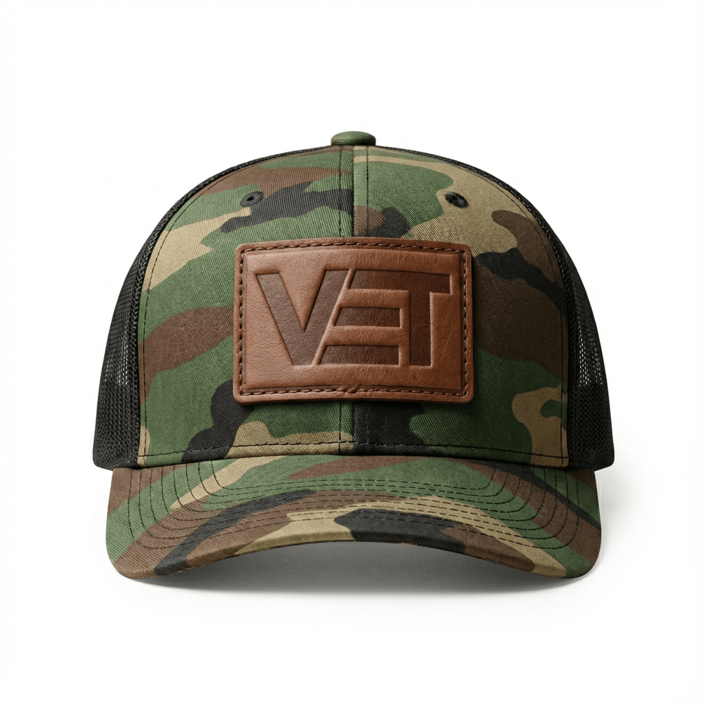 Green/Black Camo VET Trucker Cap - For All Vets Gear
