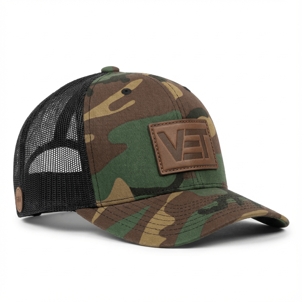 Green/Black Camo VET Trucker Cap - For All Vets Gear