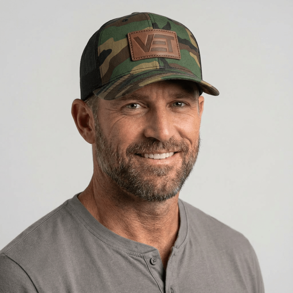 Green/Black Camo VET Trucker Cap - For All Vets Gear