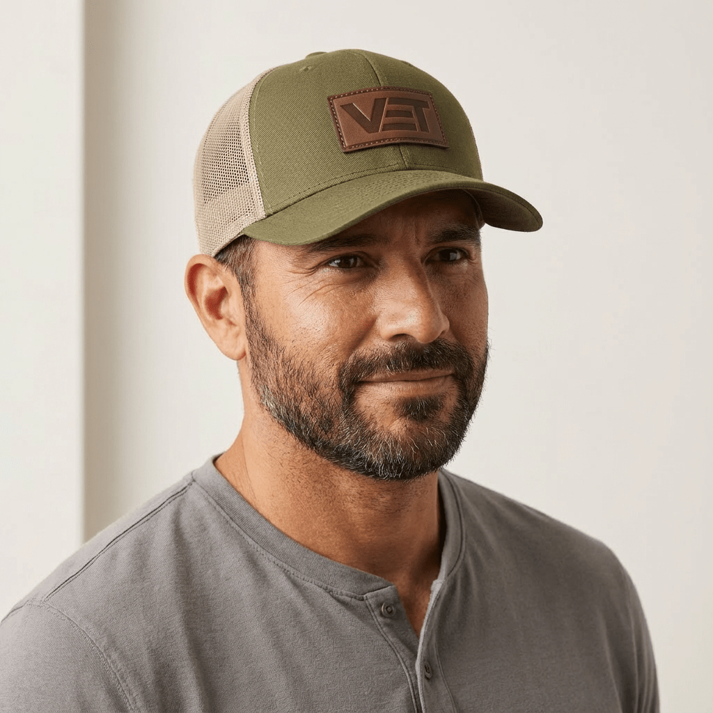 Moss Khaki VET Trucker Cap - For All Vets Gear